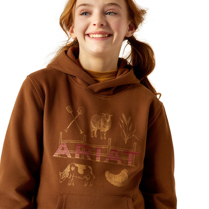 Ariat Girls Ranch Collection Hoodie - Soft Silt - Image 3