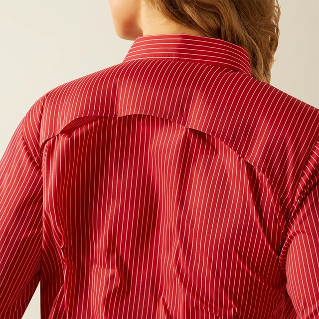 Ariat Ladies Venttek Shirt - Equestrian Red Stripe - Image 4