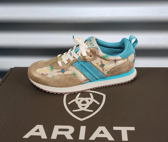 Ariat Ladies Ranch Runner - Turquoise Blanket Print/Metallic Bronze - Image 2