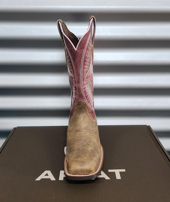 Ariat Ladies Round Up Ruidoso Boots - Brown Bomber/Dusty Rose - Image 2