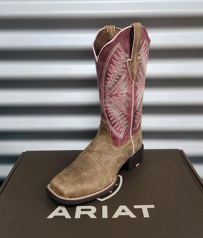 Ariat Ladies Round Up Ruidoso Boots - Brown Bomber/Dusty Rose - Image 4