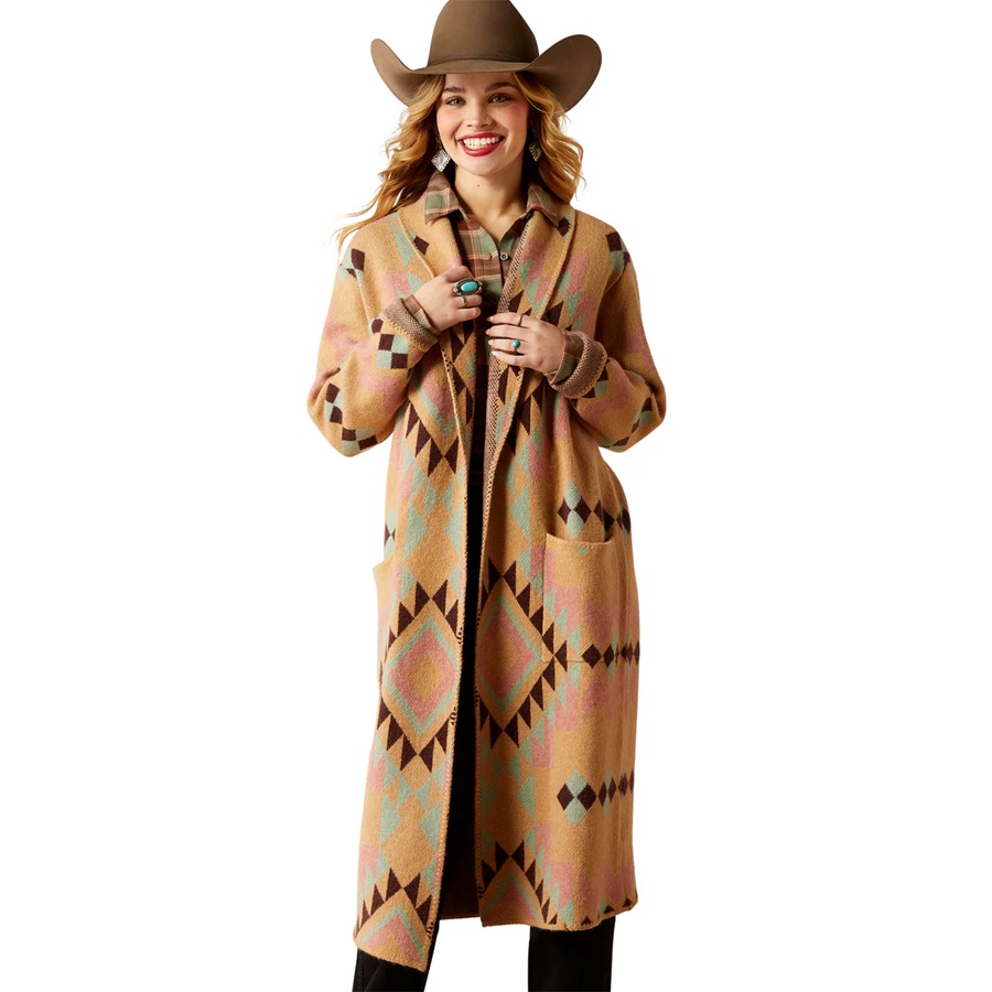 Ariat Ladies Sunset Chic Blanket Coat - Spark Geo Jacquard - Image 2