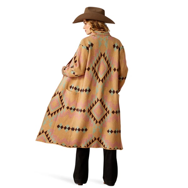 Ariat Ladies Sunset Chic Blanket Coat - Spark Geo Jacquard - Image 3