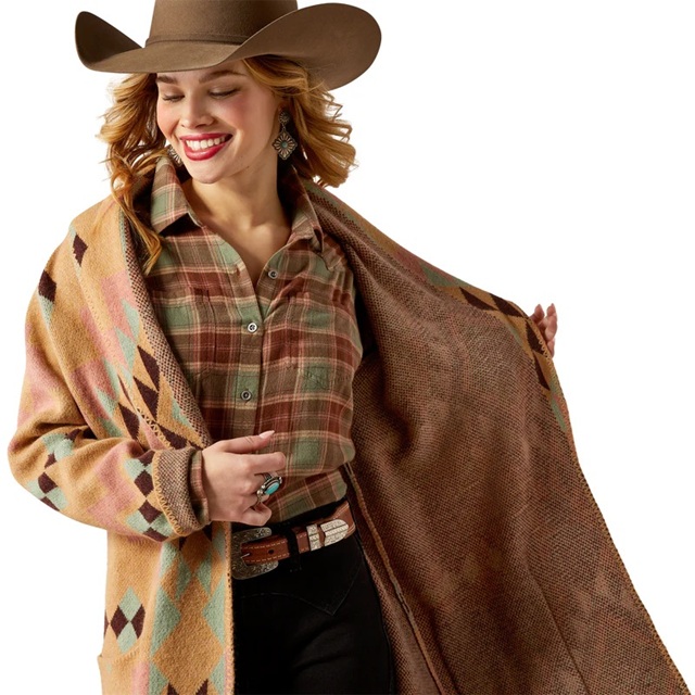 Ariat Ladies Sunset Chic Blanket Coat - Spark Geo Jacquard - Image 4