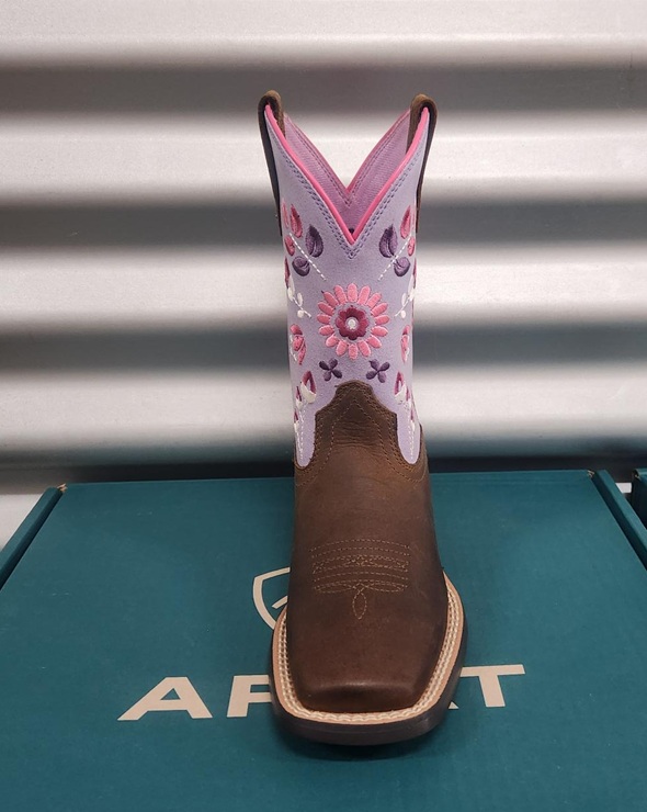 Ariat Youths Wild Bloom WST Boot - Distressed Brown/Mystic Lavender - Image 2