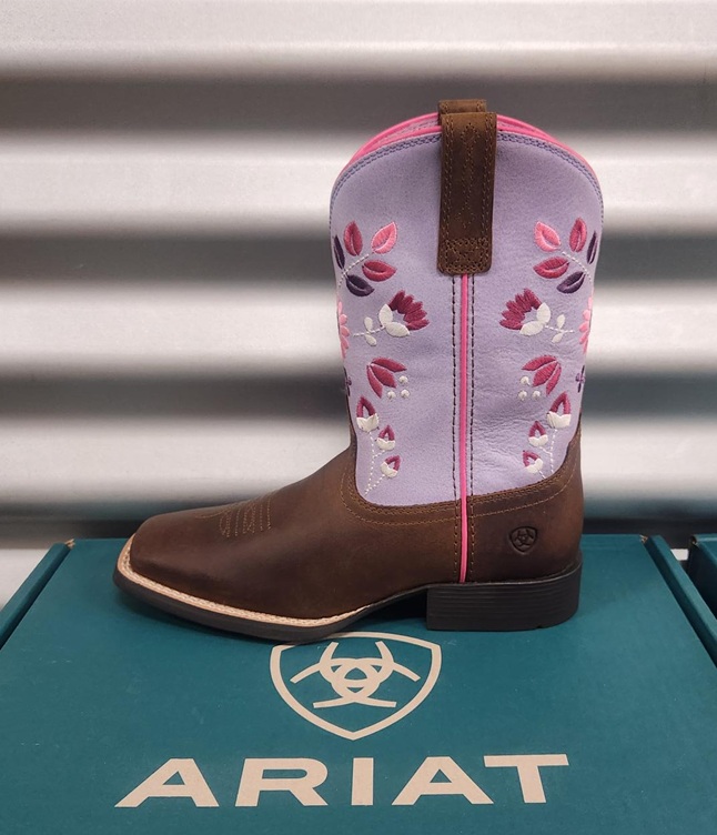 Ariat Youths Wild Bloom WST Boot - Distressed Brown/Mystic Lavender - Image 3
