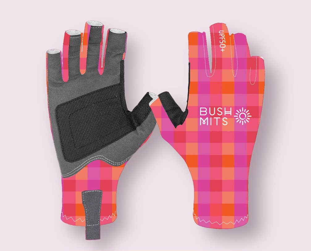 Bush Mits UPF50+ Sun Protection Gloves - Golden Hour Gingham - Image 2
