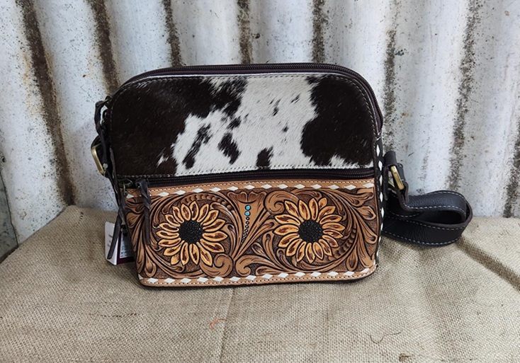 Design Edge Cowhide Sunflower Sling Bag - Frontera
