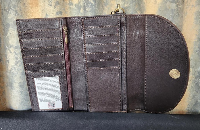 Design Edge Cowhide Trifold Wallet - Mateo - Brown & White - Image 3