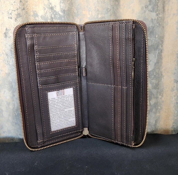 Design Edge Sunflower Tooled Leather Phone Wallet - Merida - Brown & White - Image 3