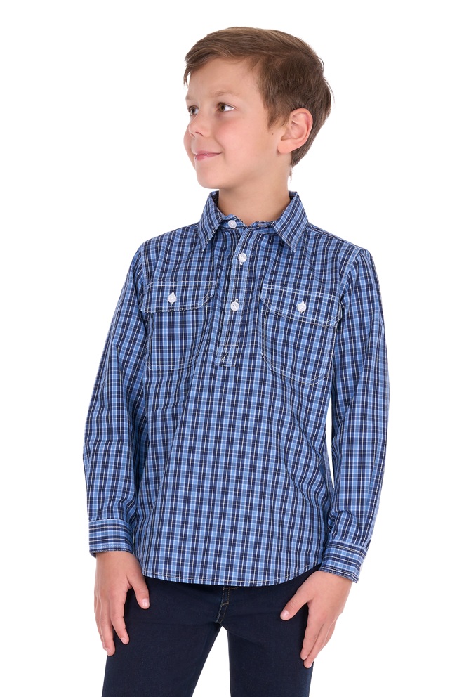 Hard Slog Boys Wyatt 1/2 Placket Shirt