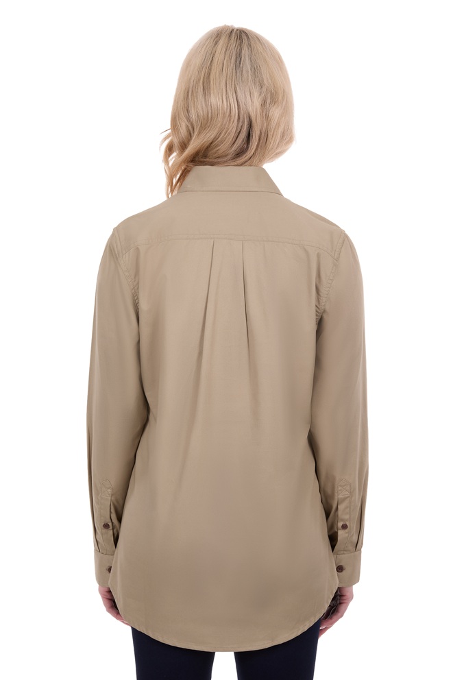 Hard Slog Ladies 1/2 Placket Workshirt - Light Tan - Image 2