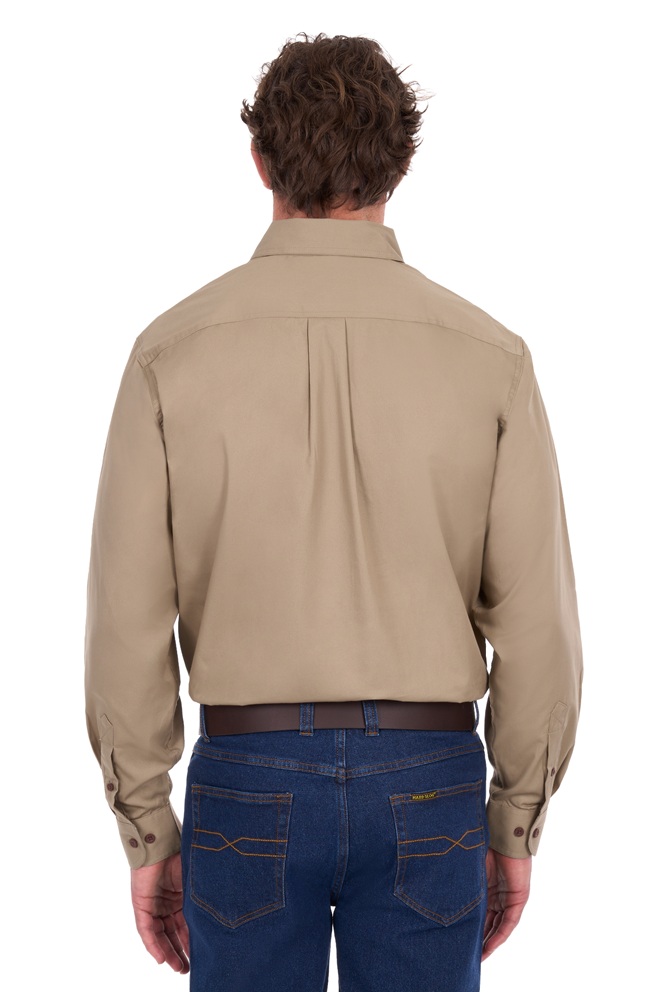 Hard Slog Mens 1/2 Placket Workshirt - Light Tan - Image 2