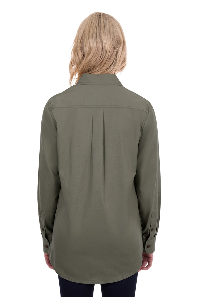 Hard Slog Ladies 1/2 Placket Workshirt - Olive - Image 2