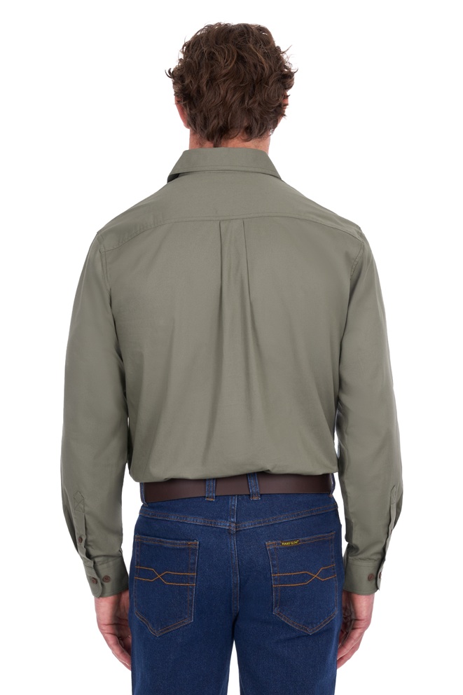 Hard Slog Mens 1/2 Placket Workshirt - Olive - Image 2