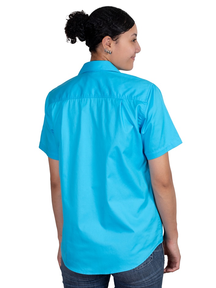 Just Country Ladies Maggie Short Sleeve Full Button Workshirt - Sky - Image 2