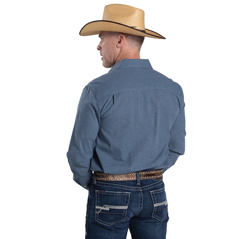 Just Country Mens Austin Shirt - 2600 - Navy Mini Check - Image 2
