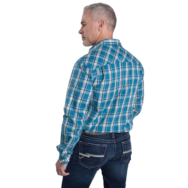 Just Country Mens Austin Shirt - 2627 - Petrol Plaid - Image 2