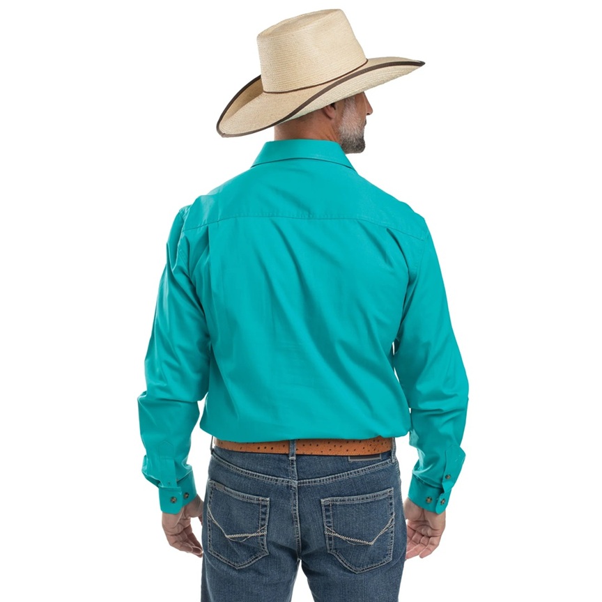 Just Country Mens Cameron 1/2 Button Workshirt - Turquoise - Image 2