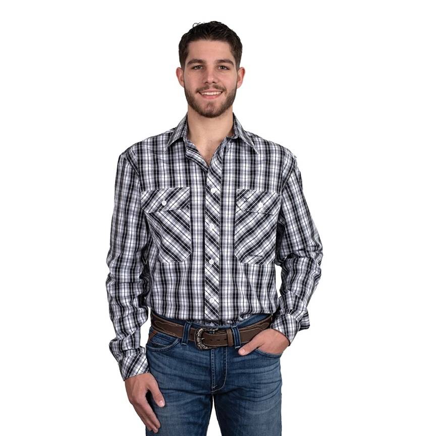 Just Country Mens Austin Shirt - 2397 - Black/White Plaid - Roundyard
