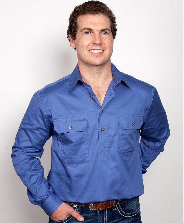 Just Country Mens Cameron 1/2 Button Shirt - Blue