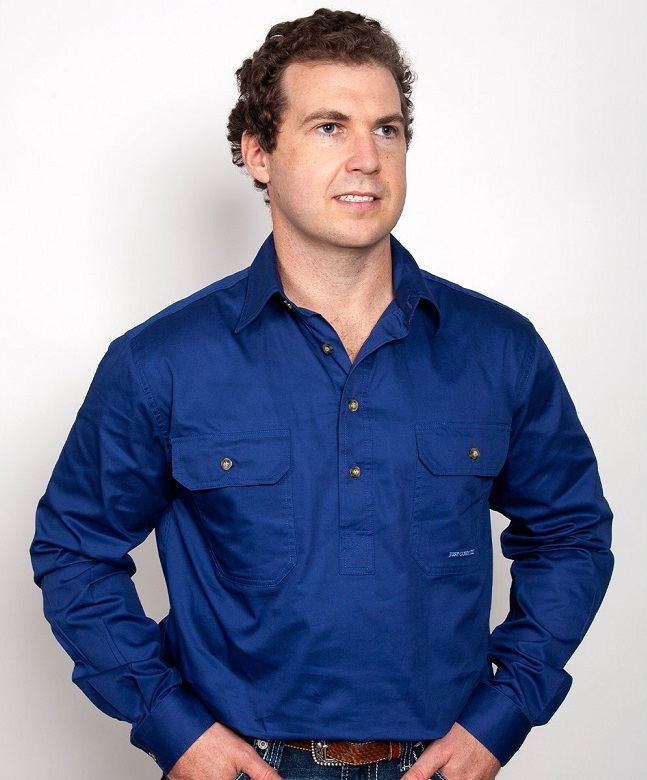 Just Country Mens Cameron 1/2 Button Shirt - Cobolt