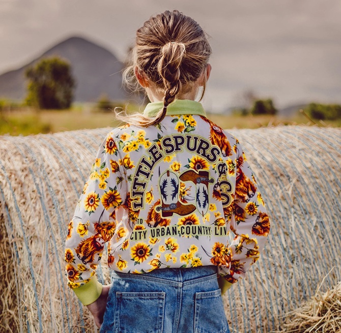 Little Spurs Kids Fishing Shirt - Highland Sunflower - Image 2