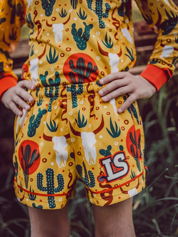 Little Spurs Kids Footy Shorts - Arid Cactus - Image 2