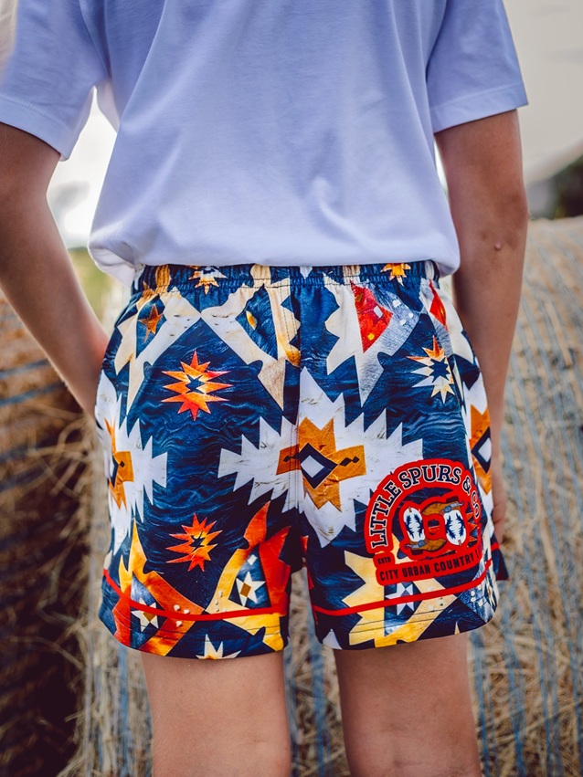 Little Spurs Kids Footy Shorts - Aztec Cowhide - Image 2