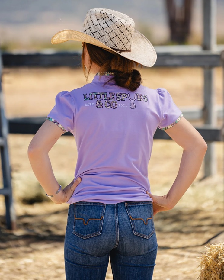 Little Spurs Ladies Ruffle Collar Polo - Mauve - Image 2