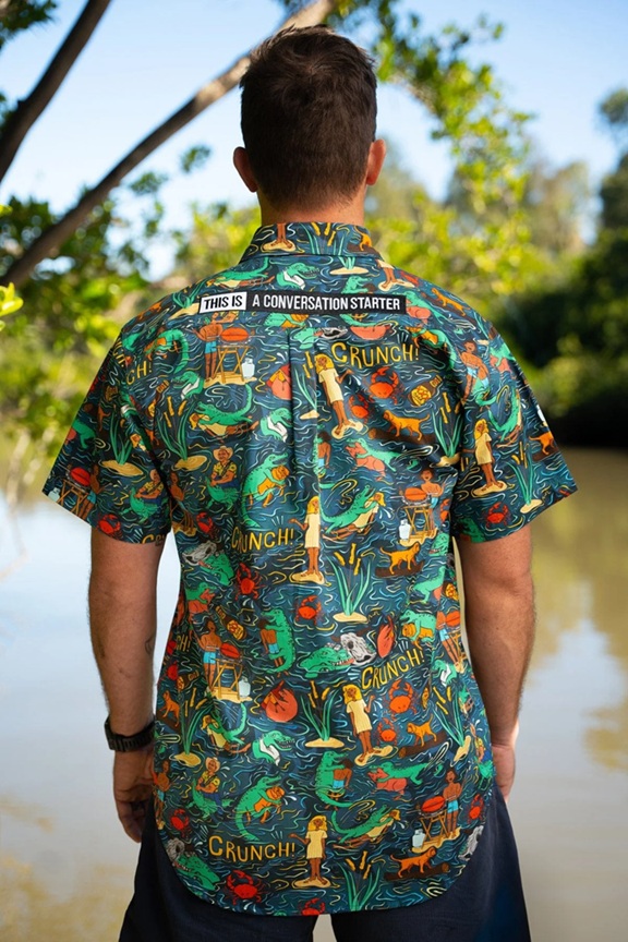 TradeMutt Mens Short Sleeve Shirt - Stop Croc & Roll - Image 2