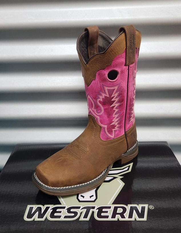 Pure Western Ladies Lane Boot - Walnut/Pink - Image 2