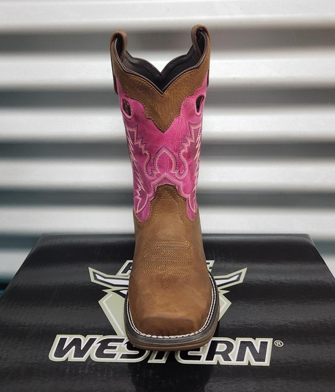 Pure Western Ladies Lane Boot - Walnut/Pink - Image 3