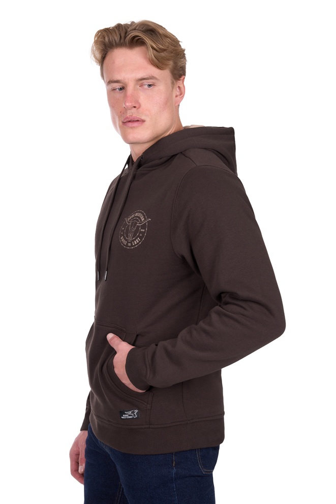 Pure Western Mens Walker Hoodie - Chocolate - Image 2