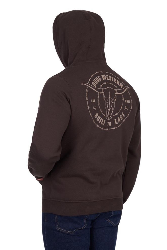 Pure Western Mens Walker Hoodie - Chocolate - Image 3