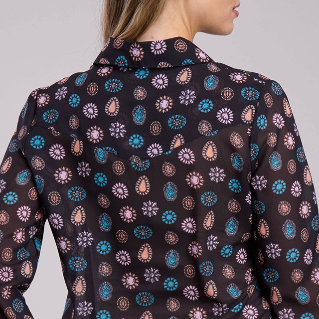 Roper Ladies 5 Star Collection Shirt - Black Print - Image 2