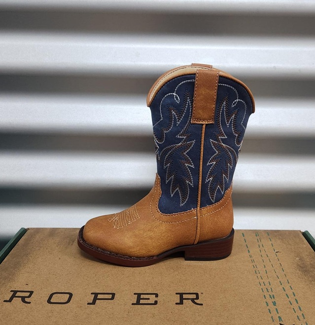 Roper Kids Heritage Boots - Tan/Navy