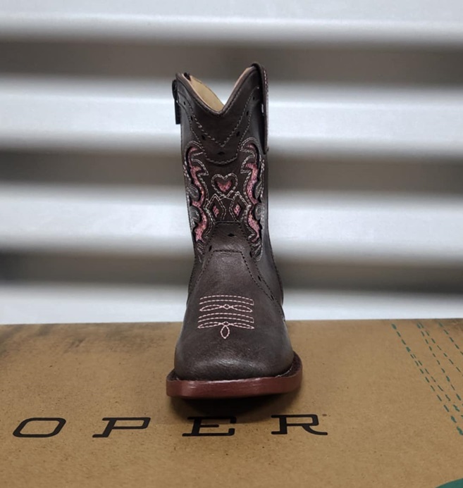 Roper Kids Lexi Boot - Chocolate/Pink Glitter - Image 2