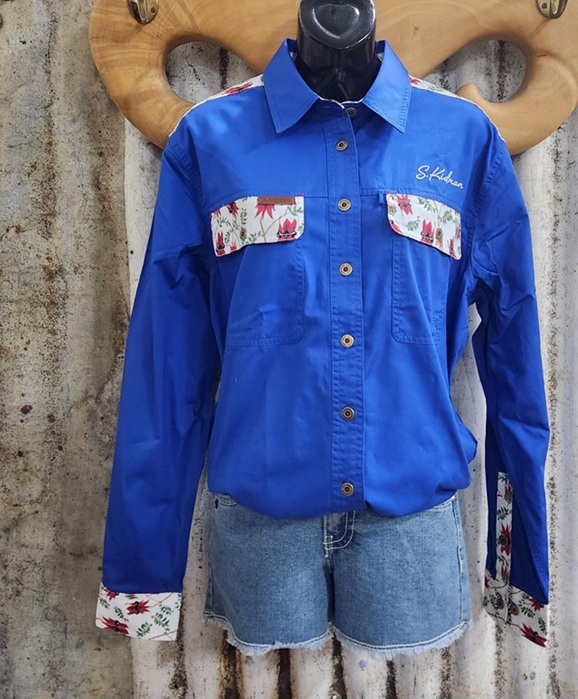 S. Kidman Ladies Spencer Full Button Shirt - 019 - Mid Blue - Image 2