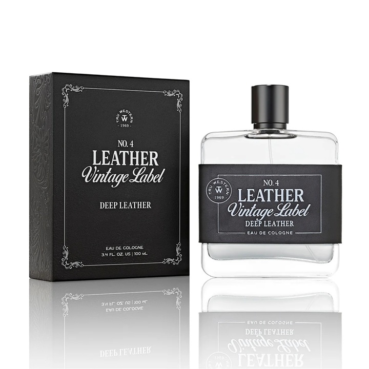 Tru Western Mens No. 4 Leather Vintage Label Cologne - Deep Leather - Image 2
