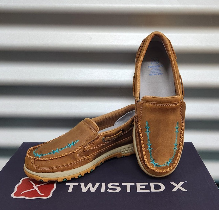 Twisted X Ladies Cell Stretch Slip On Mocs - Green Barb