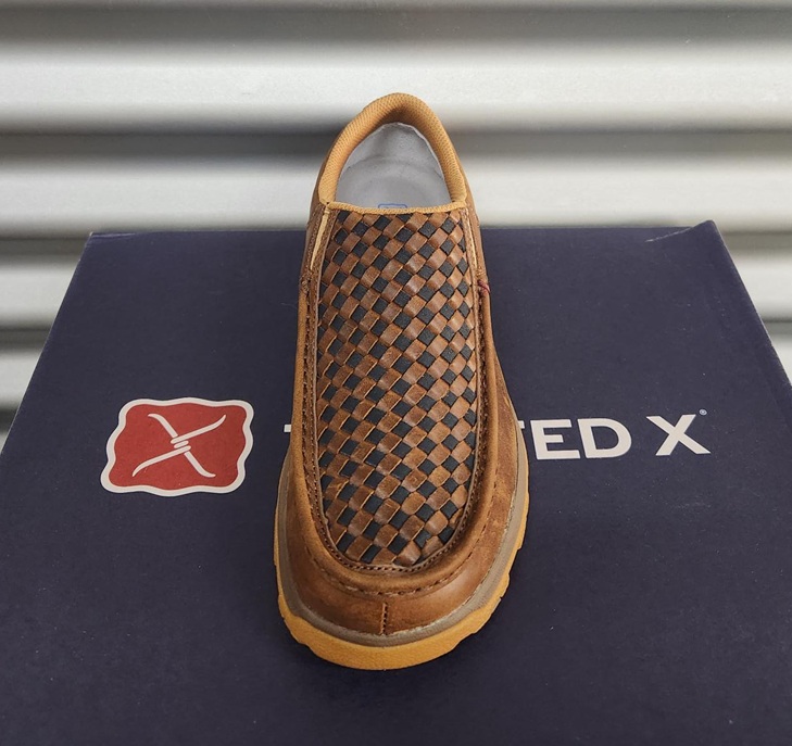 Twisted X Mens Cell Stretch Slip On Moc - Black/Tan Weave - Image 2