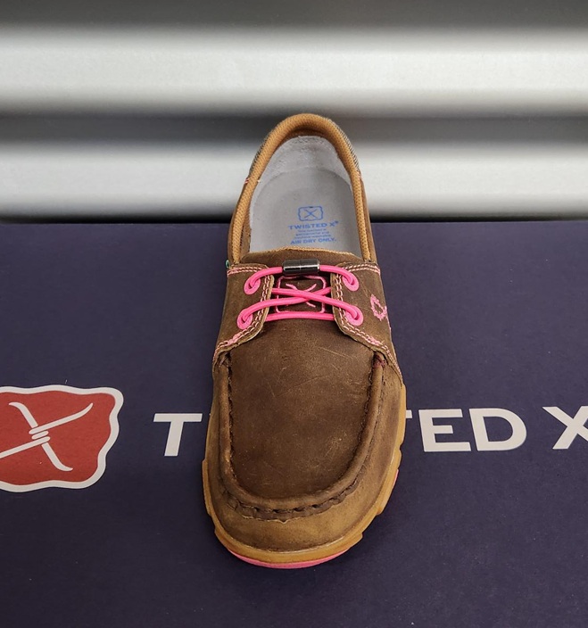 Twisted X Ladies Pink Ribbon Cellstretch Elastic Lace Mocs - Image 3
