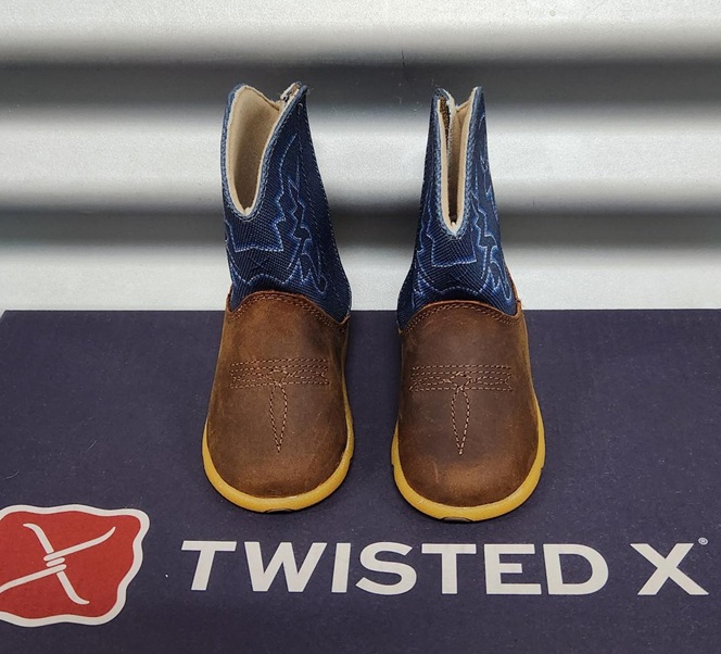 Twisted X Infants Canvas Shaft Cowboy Boot - Mocha/Blue - Image 2