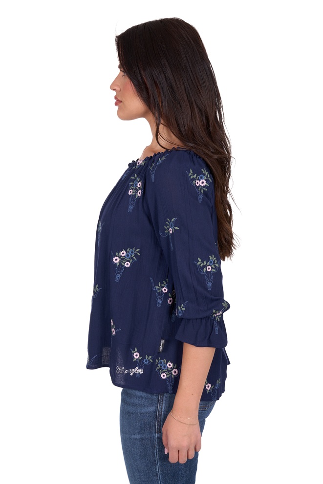 Wrangler Ladies Camilla 3/4 Sleeve Blouse - Image 3