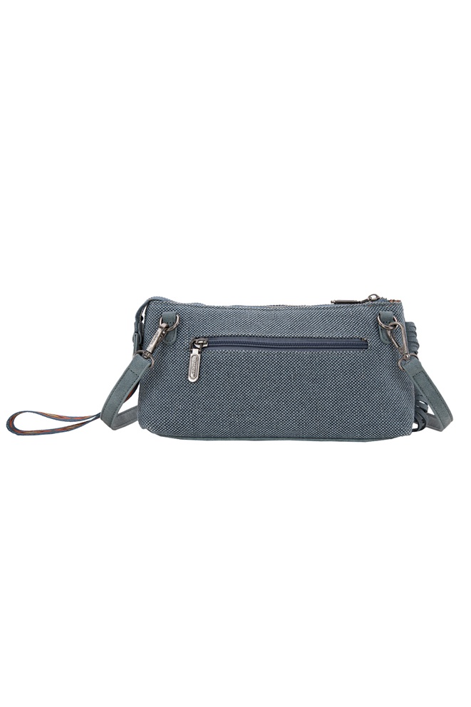 Wrangler Embroidered Aztec Fringe Wrist Clutch - Blue - Image 2
