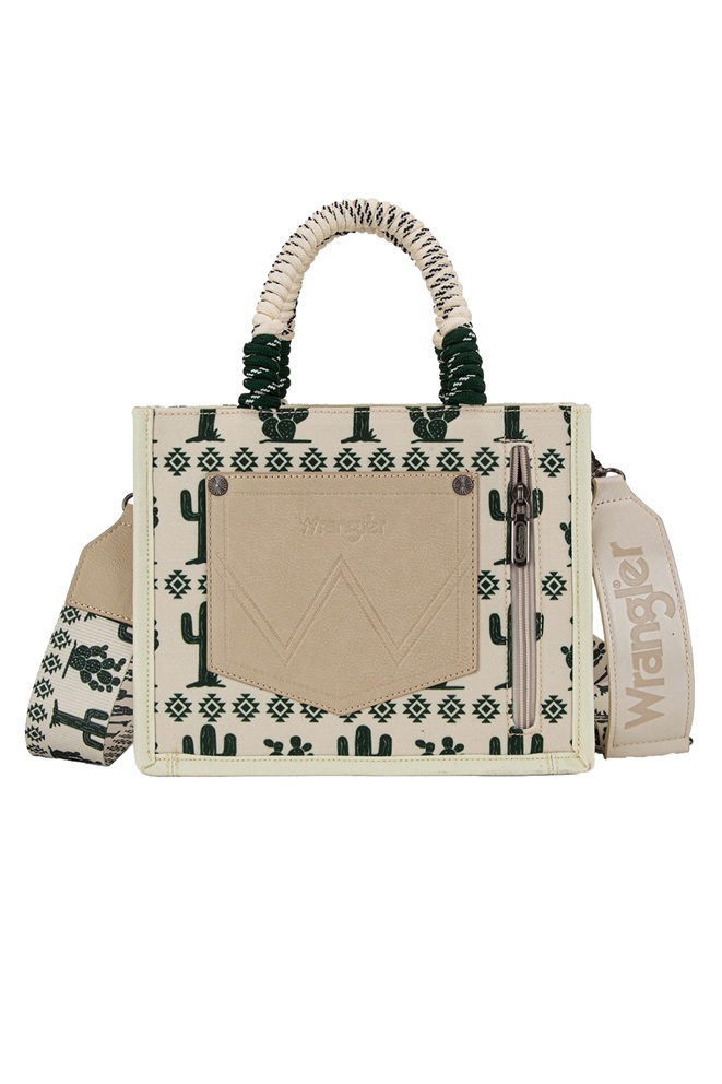 Wrangler Southwestern Rope Handle Crossbody Bag - Cactus/Beige - Image 4