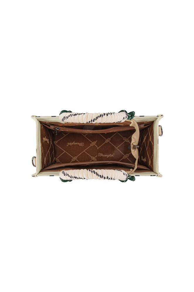 Wrangler Southwestern Rope Handle Crossbody Bag - Cactus/Beige - Image 5